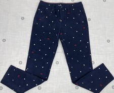 Tommy Hilfiger Blue Embroidered Monogram Tapered Chino Pants Womens Sz 4 EUC