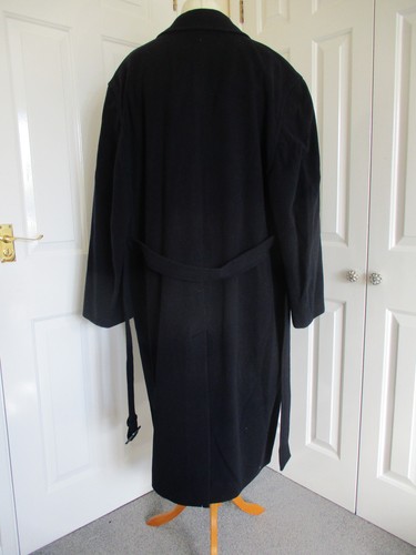 Buttonhole belted navy gents blended wool overcoat UK44- new - Picture 4 of 11
