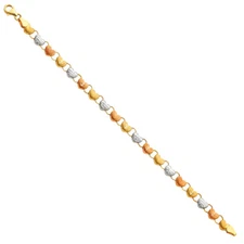 Ioka - 14K Tri Tone Color Light Stampato Bracelet - 7.25"