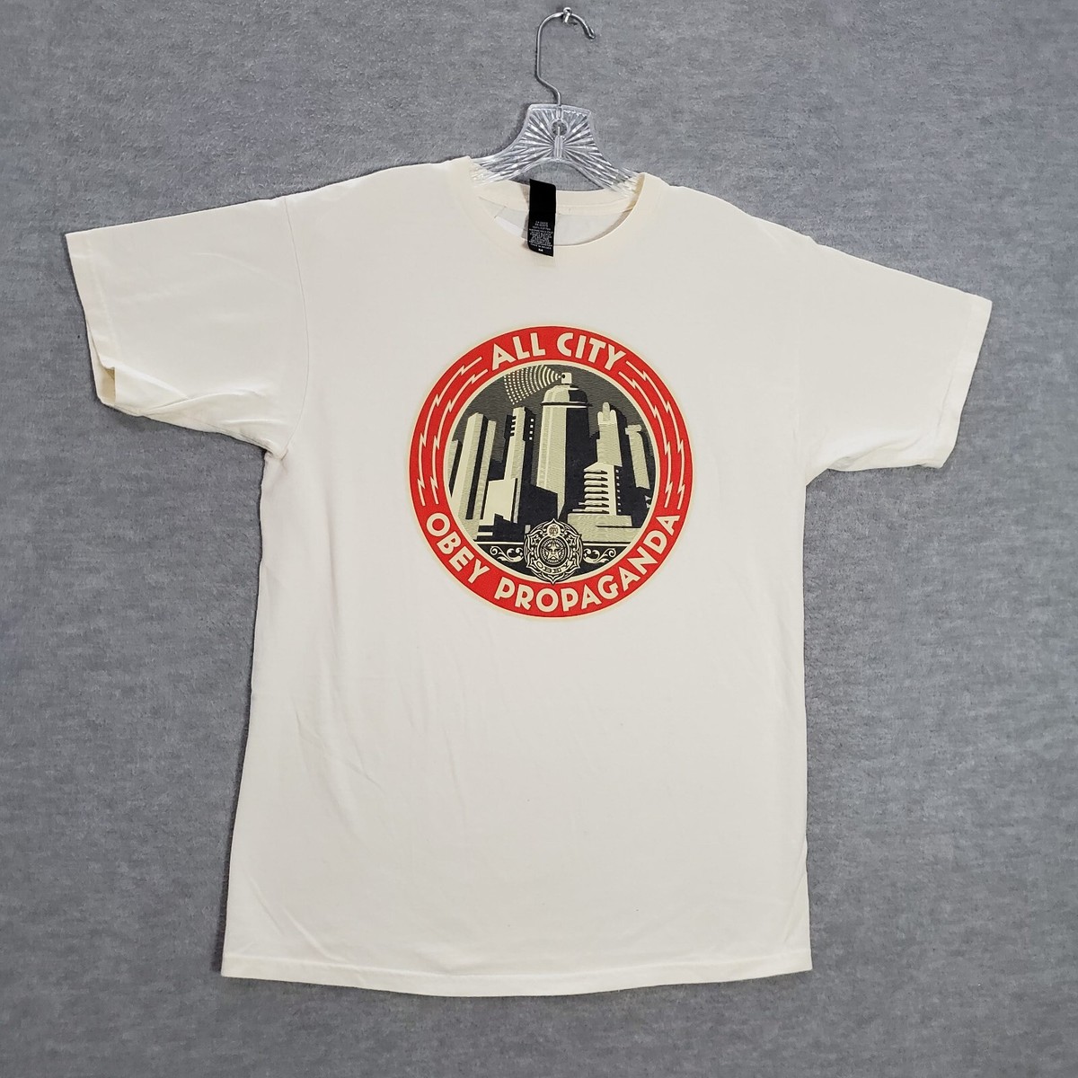 VINTAGE OBEY Men Shirt Medium White Y2K All City Propaganda Logo