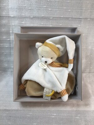 DouDou et Compagnie Paris Teddy Bear Plush Lovey Security Blanket 10'' White NIB