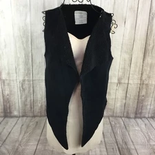 Tucker + Tate Girls Faux Suede Fleece Lined Open Front Black Vest Size XL 14/16