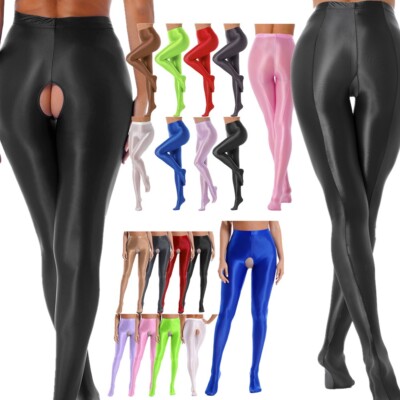 Sexy Women Glossy Pantyhose Shiny High Waist Tights Stockings Party Nightclub
