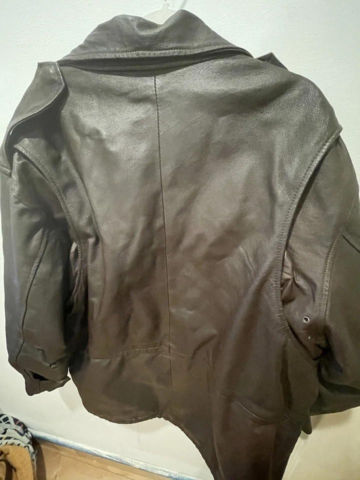 Куртка Cooper из натуральной натуральной кожи армейская полевая на молнии на пуговицах коричневая размер L - Изображение 2 из 2