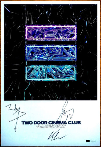 TWO DOOR CINEMA CLUB Gameshow Ltd Ed #'d RARE HUGE Signed By All 3 Litho Poster - Picture 1 of 6