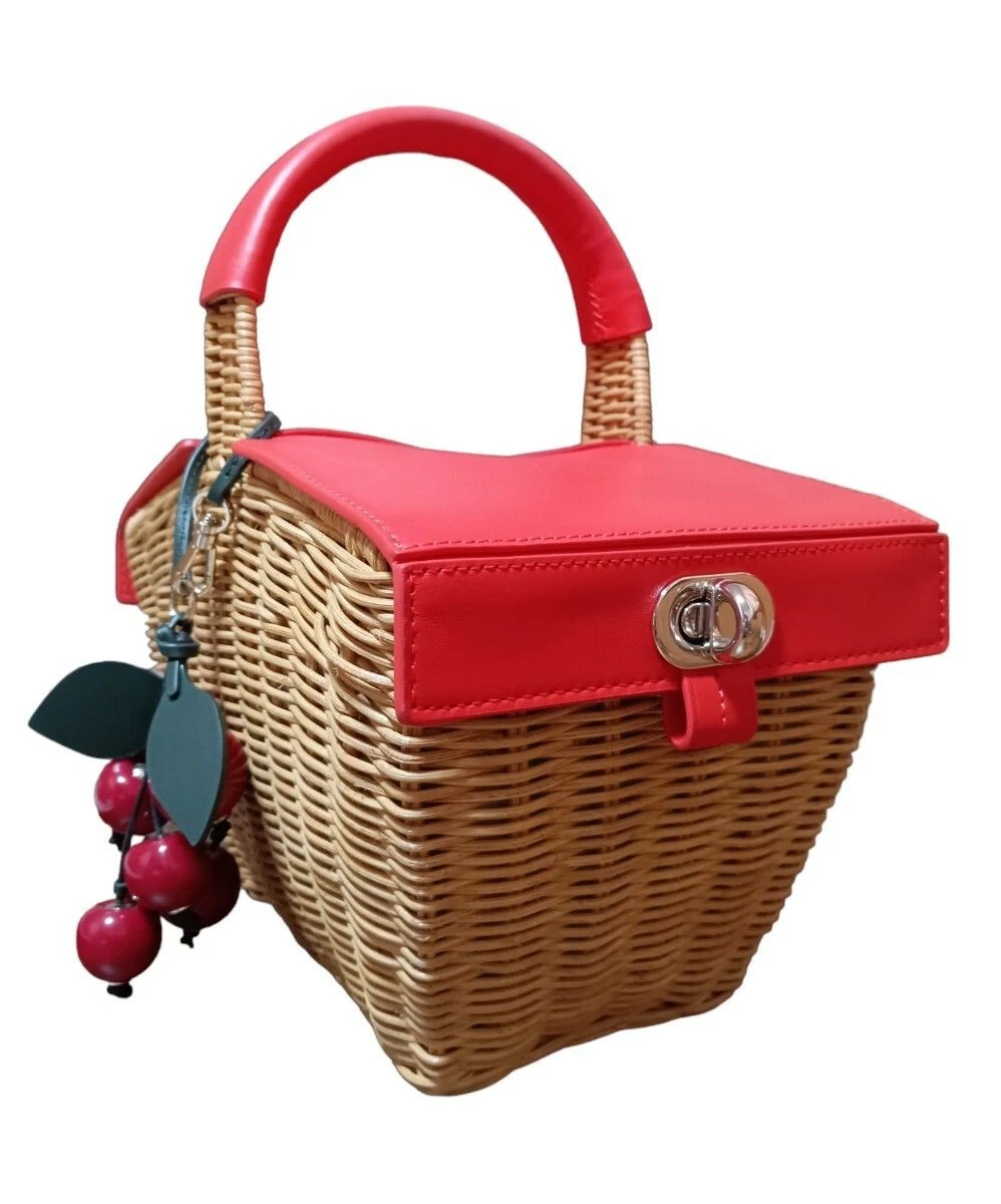 Kate Spade New York 3D Wicker Cherry Picnic Basket Tote Excellent