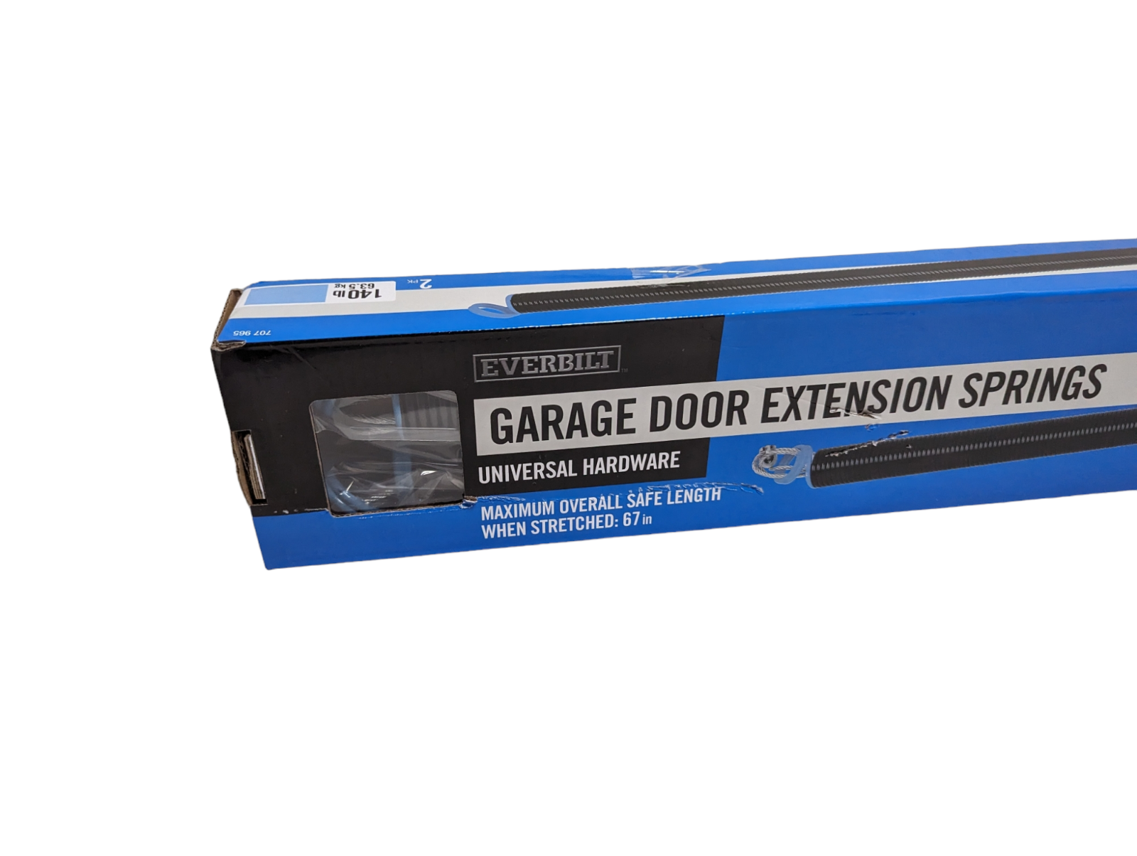 2 Everbilt Garage Door Springs Blue 707 965 for 140lb door 67" Stretch
