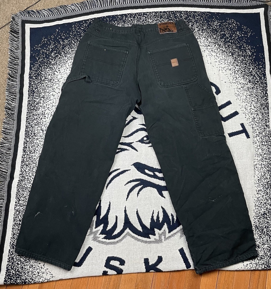 Stanley Pants Black Fleece Lined Pants Thermal Carpenter Workwear 34x29  Paint