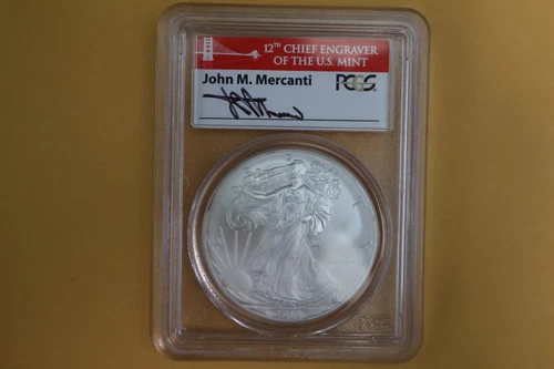 2012-(S) $1 Silver Eagle PCGS MS70 Mercanti Signed First Strike