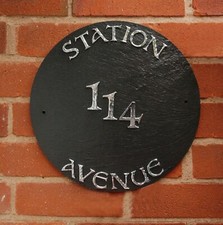Genuine Welsh Slate Circular House Name Sign 