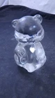 Vintage Fenton Clear Glass Birthstone Bear Heart Figurine - April Month
