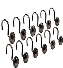 Oval Oil Rubbed Brushed Bronze Shower Curtain Hooks  New  12 Shower Rings