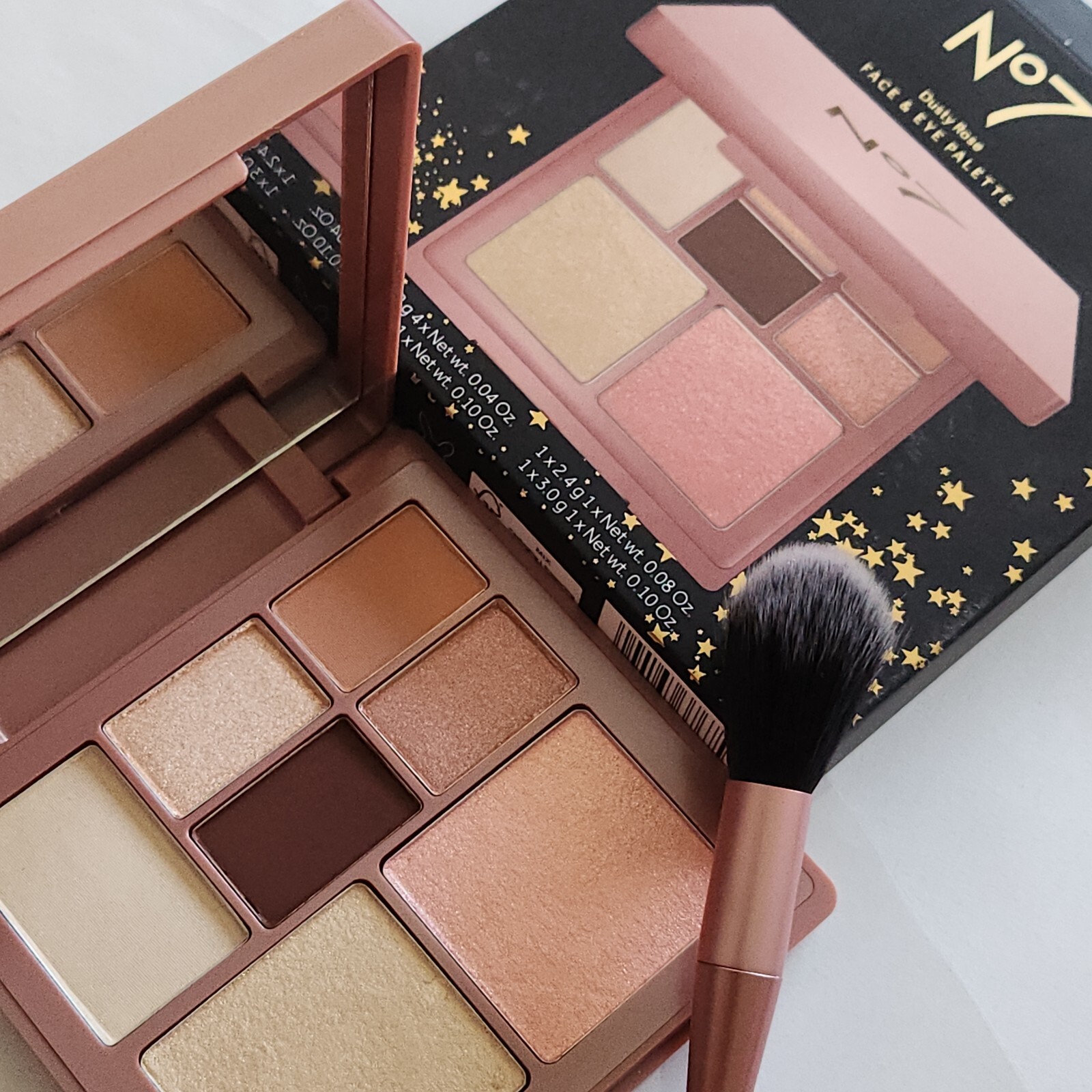 No7 Dusty Rose Face and Eye Palette New Eyeshadows + Highlighter + Blusher Boxed