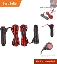 2-Pack Universal Cigarette Lighter Adapter with Switch & Indicator Light - 10FT