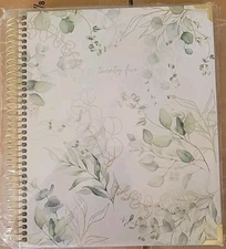 bloom daily planners 2025 Hard Cover Planner, 5.5" x 8.25", Eucalyptus, White