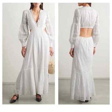 Loveshackfancy Aneesha Cutout Embroidered Crochet Trimmed Maxi Dress XL NWOT