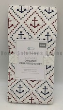 Pottery Barn Kids Anchors Stars Percale Baby Crib Fitted Sheet Red Blue J3025
