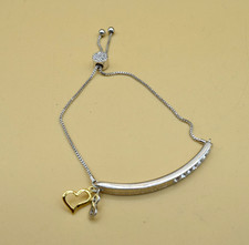 Stainless "I Love You More" Adjustable Bracelet For Women Girls W/Heart Charms