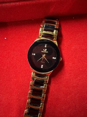 Orlando Black Gold Tone Quartz Analog Watch with Link Band 