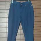 Michael Michael Kors Women’s Blue Solid Flat Front Pants Logo Accent Regular — photo 1