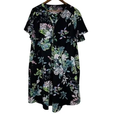 City Chic Women's Floral Print Zip Front Dress 20 Plus Size Boho Style