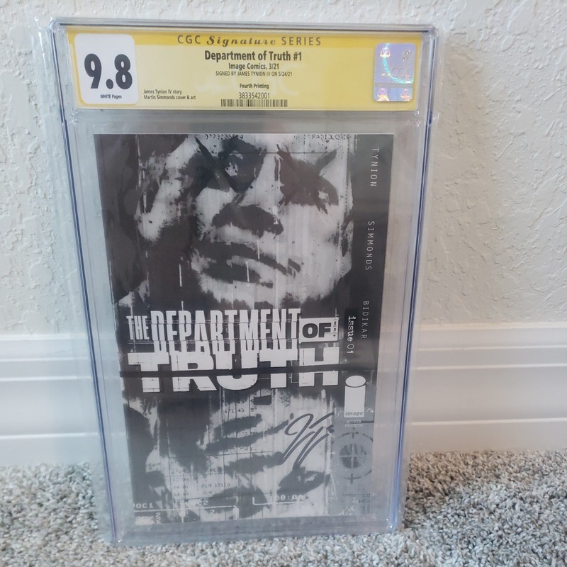 DEPARTMENT OF TRUTH 1  CGC  9.8 SS, 4TH PRINT, TYNION SIGNED