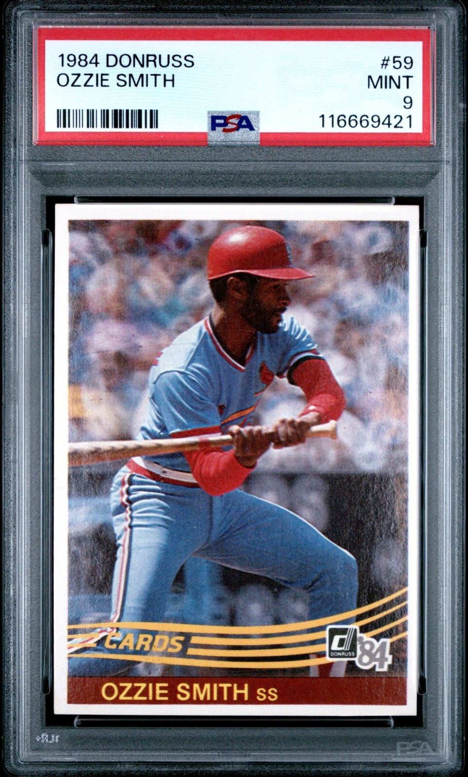 1984 Donruss Baseball Ozzie Smith St. Louis Cardinals #59 PSA 9 Mint #116669421