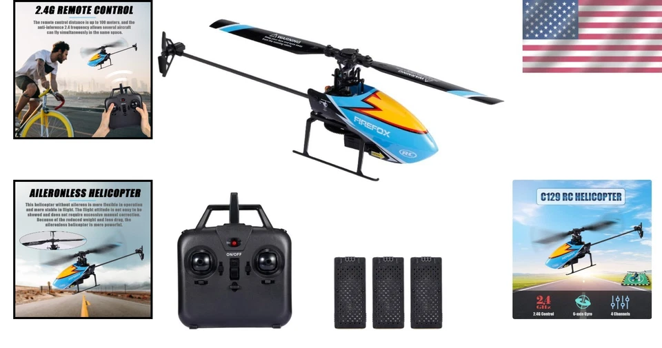 4 Channel 2.4GHz RC Helicopter for Adults and Kids - Altitude Hold & 3 Batteries - Image 2 of 4