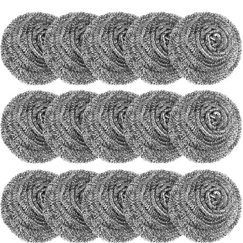 15 Pack Steel Wool Scrubber, Metal Kitchen Scrubbing Sponges, Dishwashing Sco...