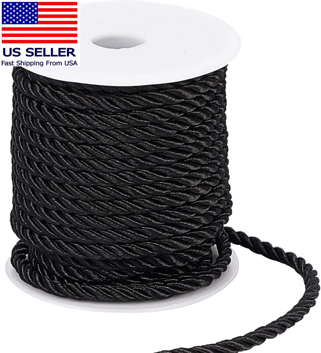 59 Ft Decorative Twist Cord, 5Mm Graduation Honor Cord 3-Ply Twine Cords Silk Ro