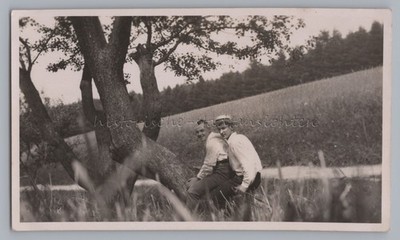 2 Men on Tree Trunk Summer 1928 - Perfection of Beautiful - Vintage Photo 1920s