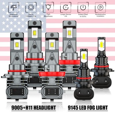 For Toyota Tundra 2007-2013 Combo 6X 6K LED Headlight Hi/Lo + Fog Light Bulbs