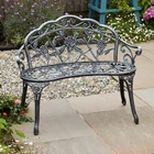 Cast Aluminium Garden Bench 2 Seater Metal Frame Patio Outdoor Seating
