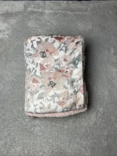 RUNT 1478 Floral Baby Blanket Flowers Reversible Pink Sherpa Plush Lovey 30"x40"