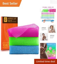 Luxury Bath Experience - Juego de esponjas exfoliantes africanas de 3 piezas, secado rápido