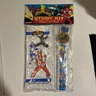 Vtg Mighty Morphin Power Ranger Study Kit Pencil Case Sharpener Ruler 1993 Saban