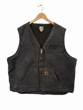 Vintage Carhartt V26 BLK Black Sandstone Sherpa Lined Rugged Vest Men  s 2XL Tall