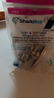SharkBite Straight Stop Valve 1/2 in x 1/4 in OD 1/4 Turn Lead-Free Chrome