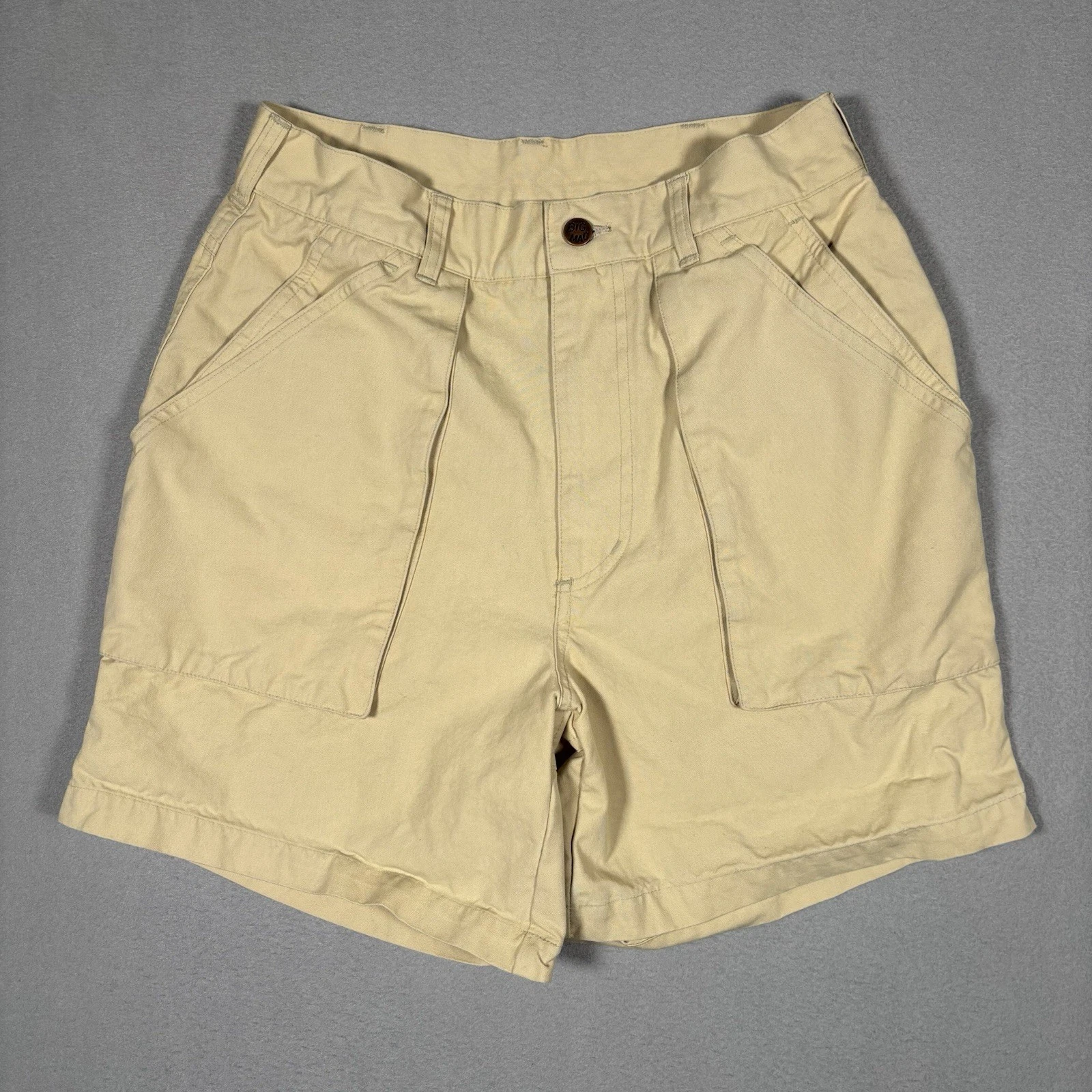 Vintage Big Mac Cargo Shorts Men's 30 Beige Khaki Canvas Stand Up Hiking Outdoor