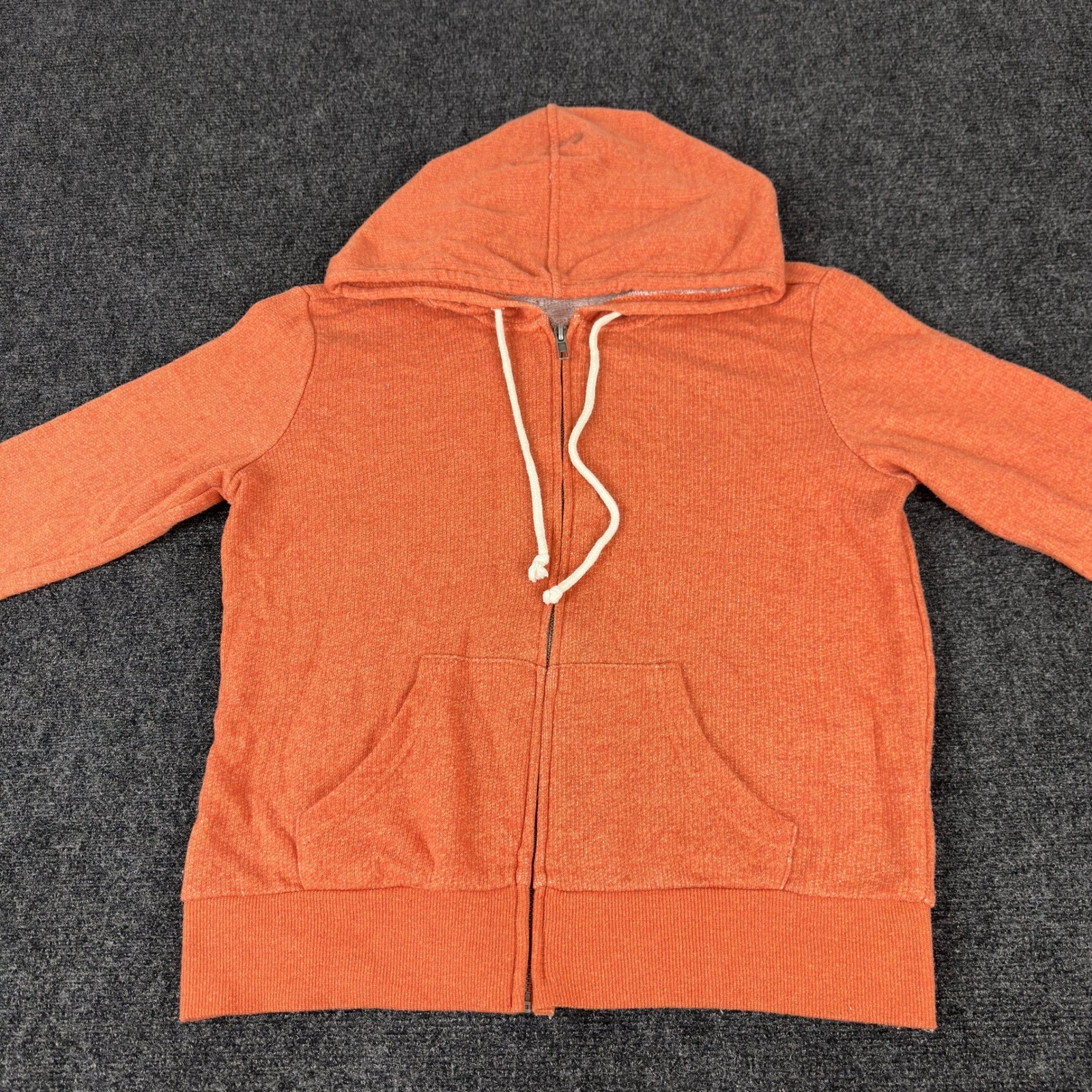XXI Forever 21 Mens Orange Marl Knit Full Zip Hoodie Sweatshirt Size Small