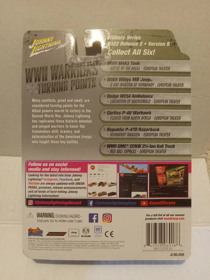 Johnny Lightning WWII Warriors Republic P-47D Razorback European Theater Ver B - Image 3 of 3