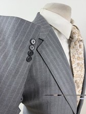 JOS A BANK Signature Gold Gray Pinstripe Stitch Lapel Wool Suit 42 L Pnt 36 X 32