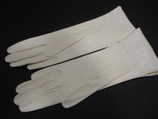 Vtg 1940's Women's 7 Capretto Gloves Ivory Gold Kid Glove Leather Victorian NEW