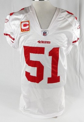 2010 San Francisco 49ers Takeo Spikes #51 Game Issued White Jersey Captain  P 46