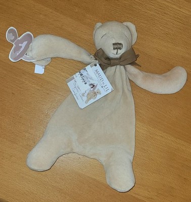 Maud N Lil Cubby the Bear Organic Cotton Bär Teddy beige creme Schnullerhalter