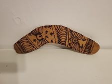 VTG Hand Carved  Burnt Austrailian Mulga Wood Boomerang 13.25" 2.75" Pre-owned