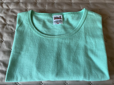 Anvil Pre-Shrunk 100% Cotton, Medium, Aqua Ladies Top 3/12/25 C