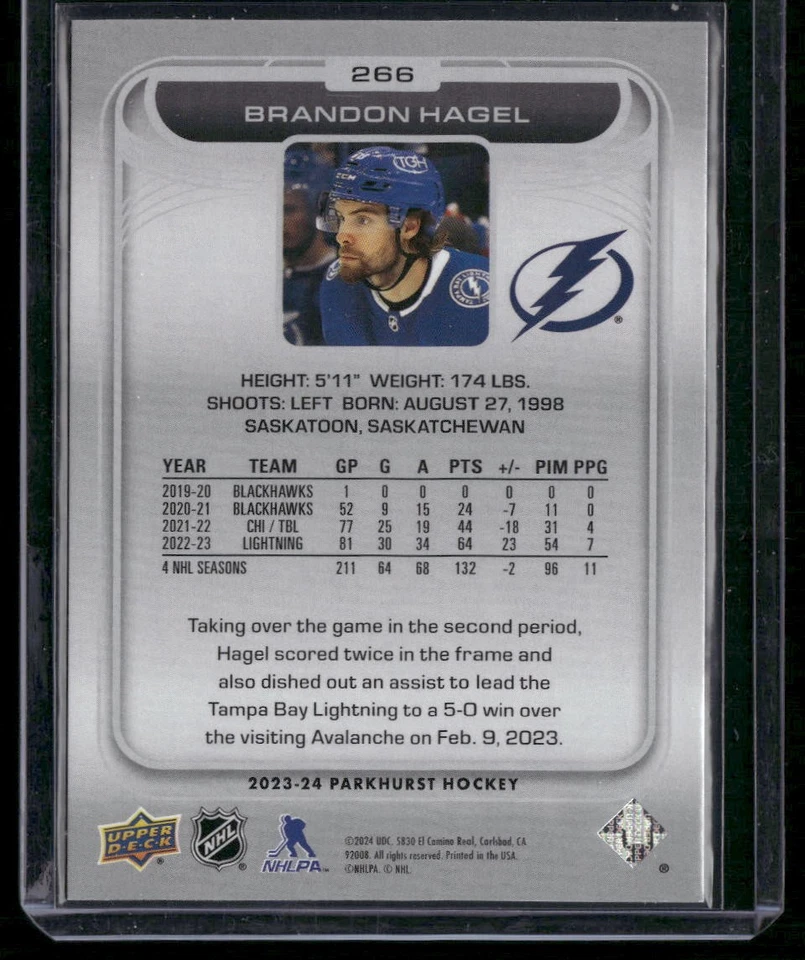 2023-24 Parkhurst #266 Brandon Hagel Pink Foil - Image 2 of 2