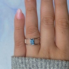 London Blue Topaz Ring / 925 Sterling Silver / Rhodium vermeil / Gift for her