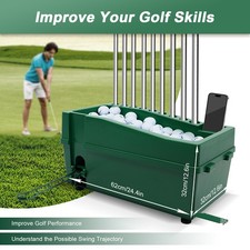Golf Ball Dispenser Auto Tee Up Machine Golf Club Organizer Green W/ Cue Holder